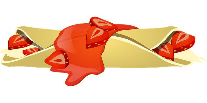 Strawberry Crepe Vector PNG with transparent background