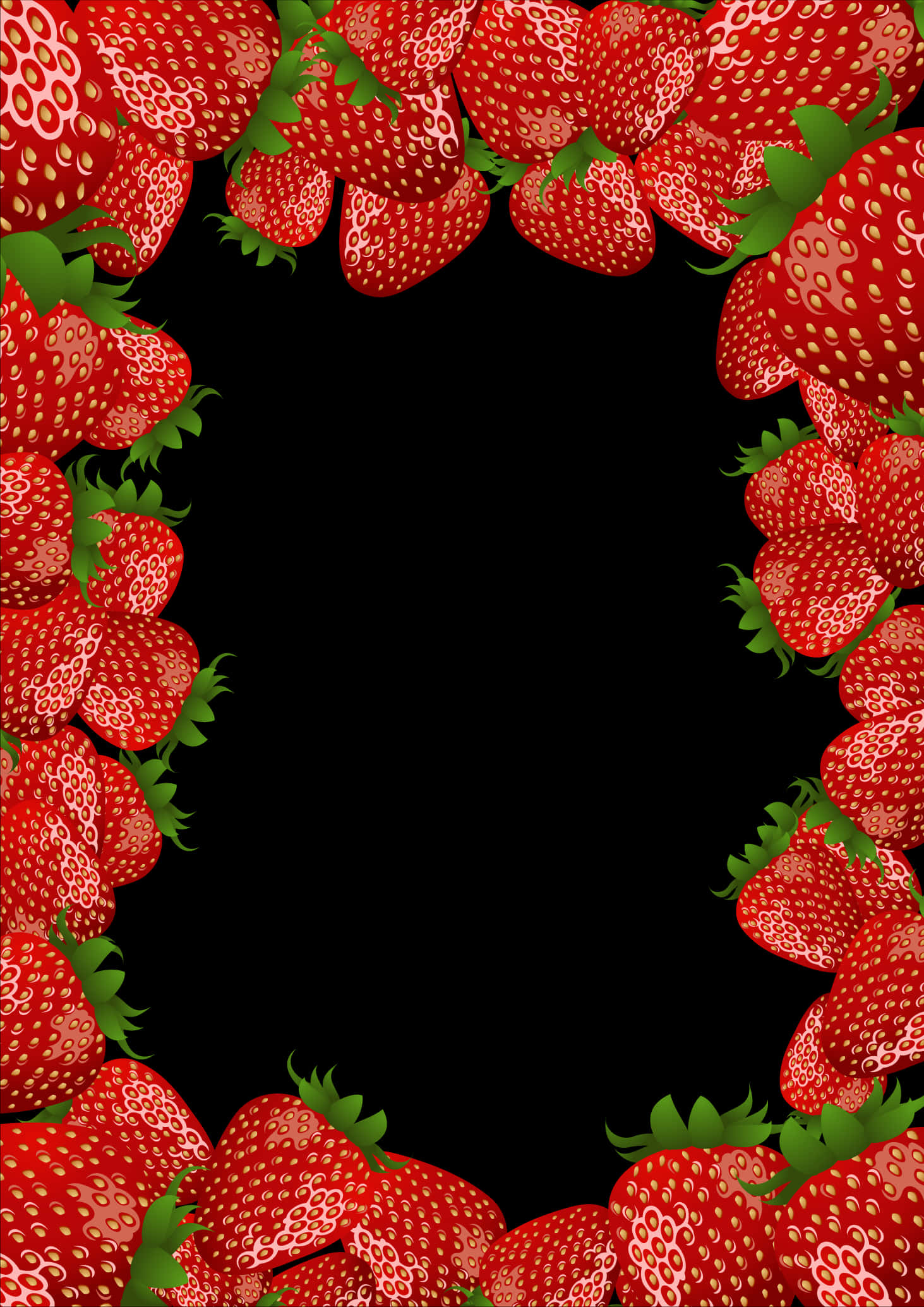 Strawberry Frame Black Background