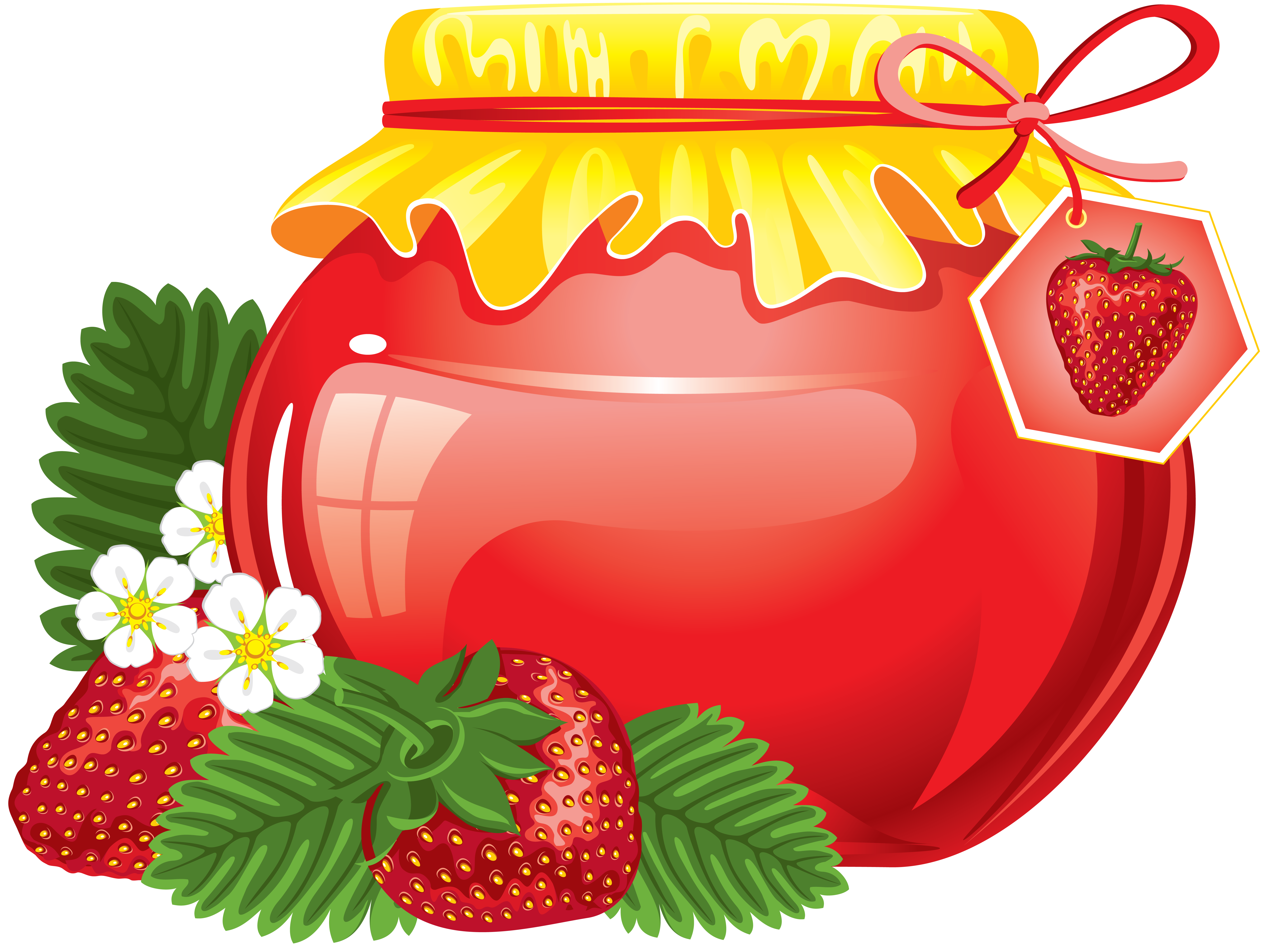 Strawberry Jam Jar Illustration PNG with transparent background