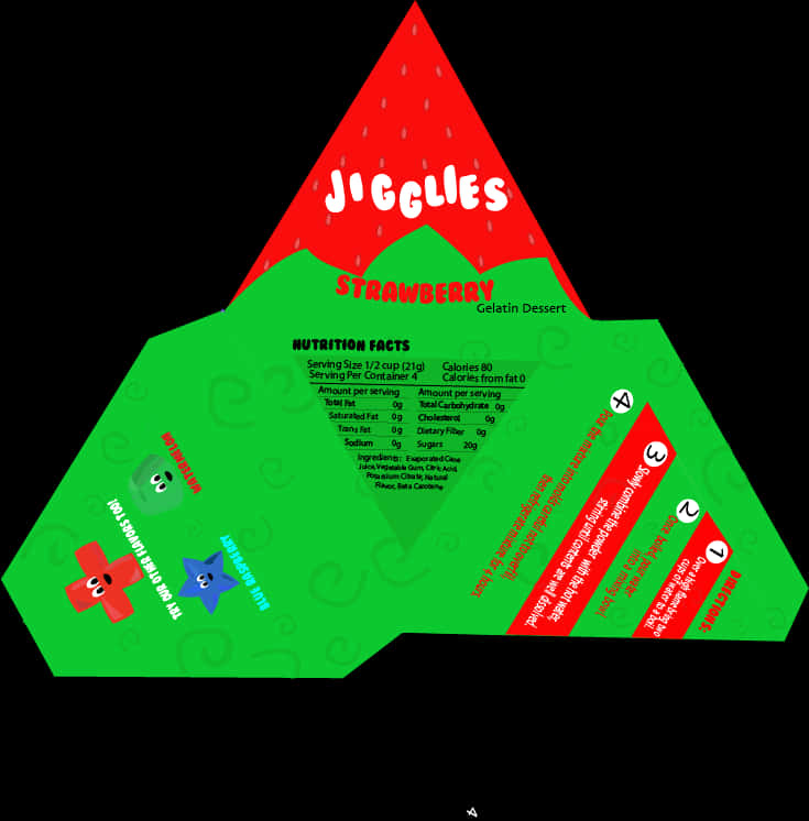 Strawberry Jiggles Gelatin Dessert Packaging Design PNG with transparent background