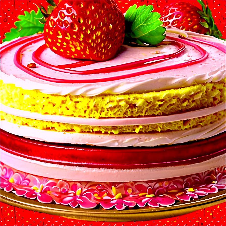 Strawberry Sponge Cake Png Aop