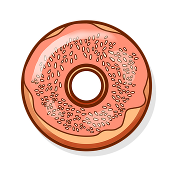 Strawberry Sprinkled Donut Illustration PNG with transparent background
