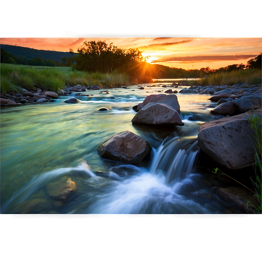 Stream at Sunset PNG 06262024 PNG with transparent background