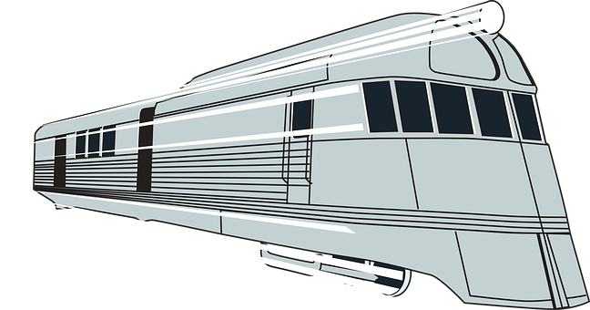 Streamlined Train Illustration PNG with transparent background