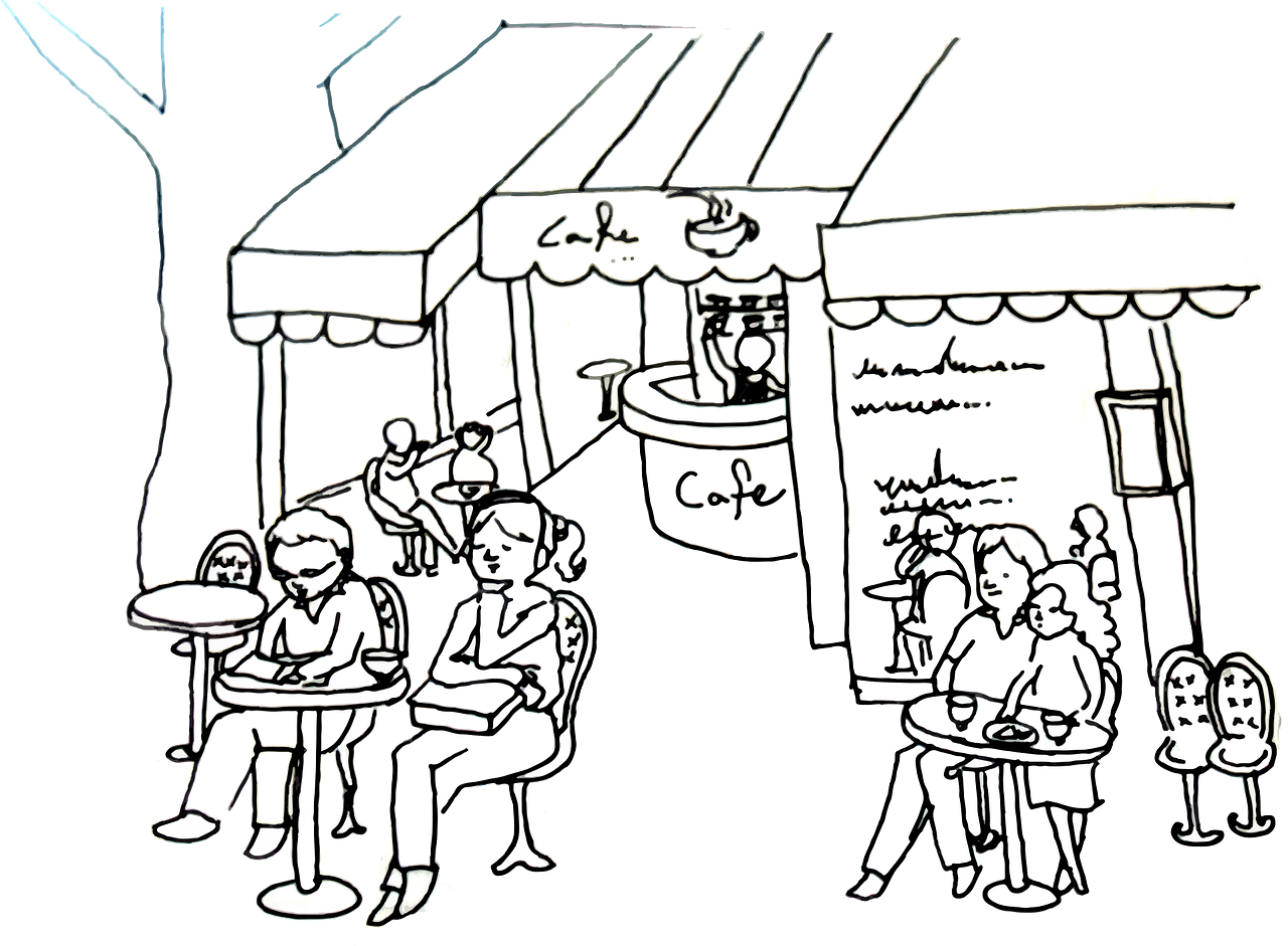Street Cafe Sketch PNG with transparent background