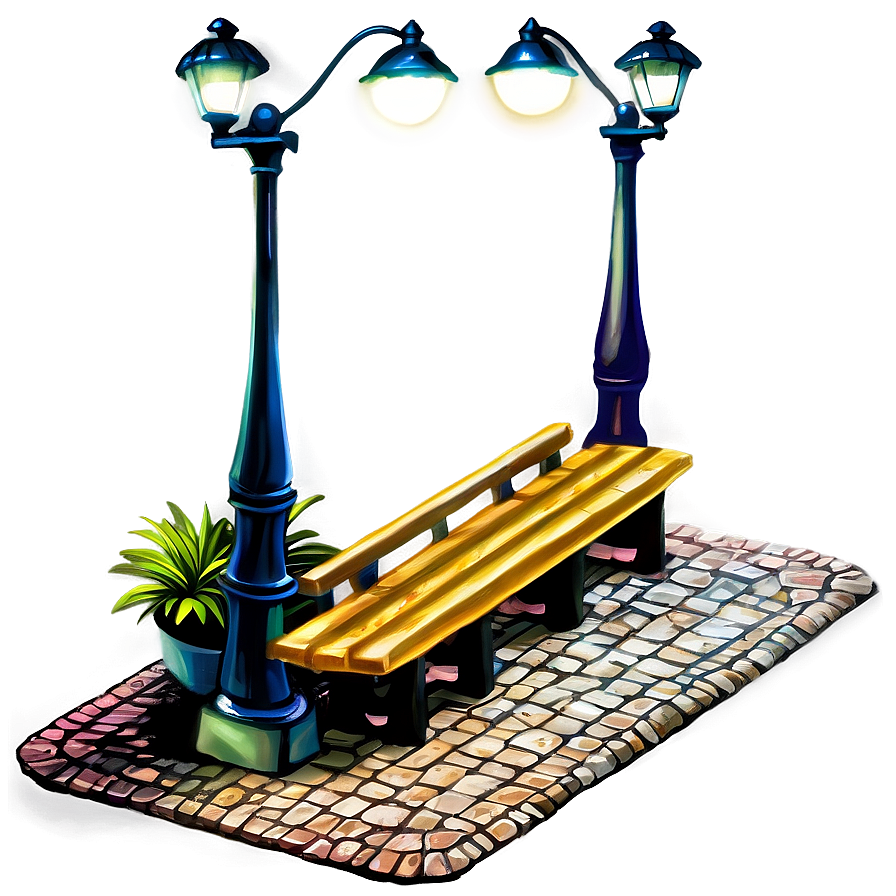 Street Light With Bench Png 05252024