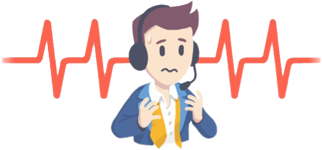 Stressed Cartoon Manwith Heartbeat Line