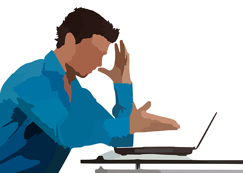Stressed Manat Computer Vector PNG with transparent background