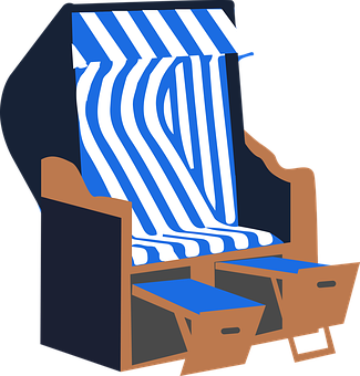 Striped Beach Chair Graphic PNG with transparent background
