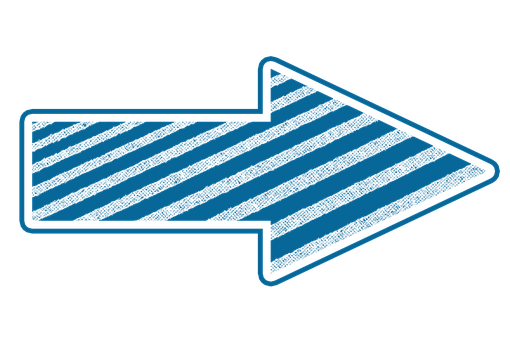 Striped Blue Arrow Graphic PNG with transparent background