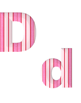 Striped Letter Design Pinkand White PNG with transparent background