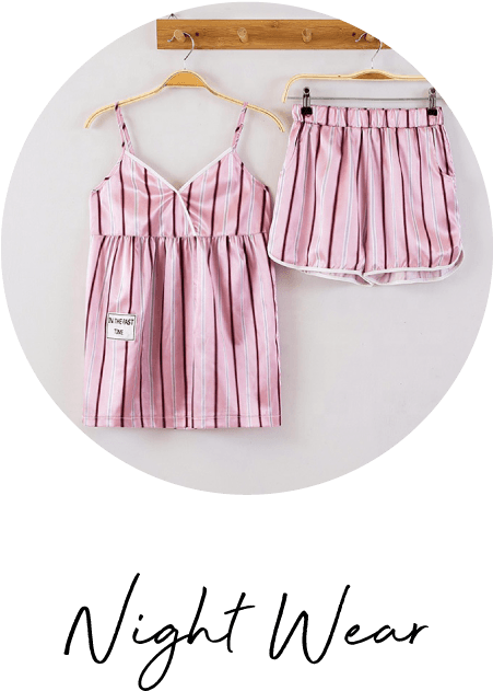 Striped Pink Pajama Set Womens Nightwear