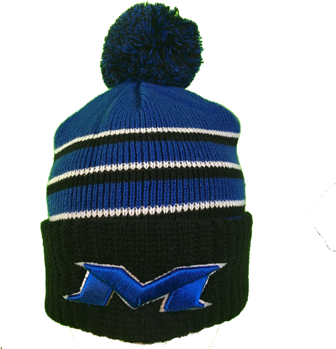 Striped Pom Beaniewith Logo