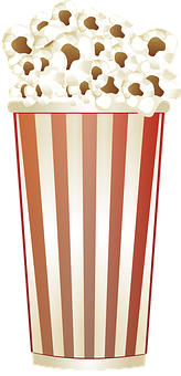 Striped Popcorn Container Full PNG with transparent background