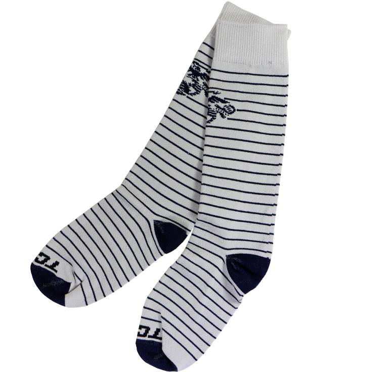 Striped Sockswith Floral Pattern