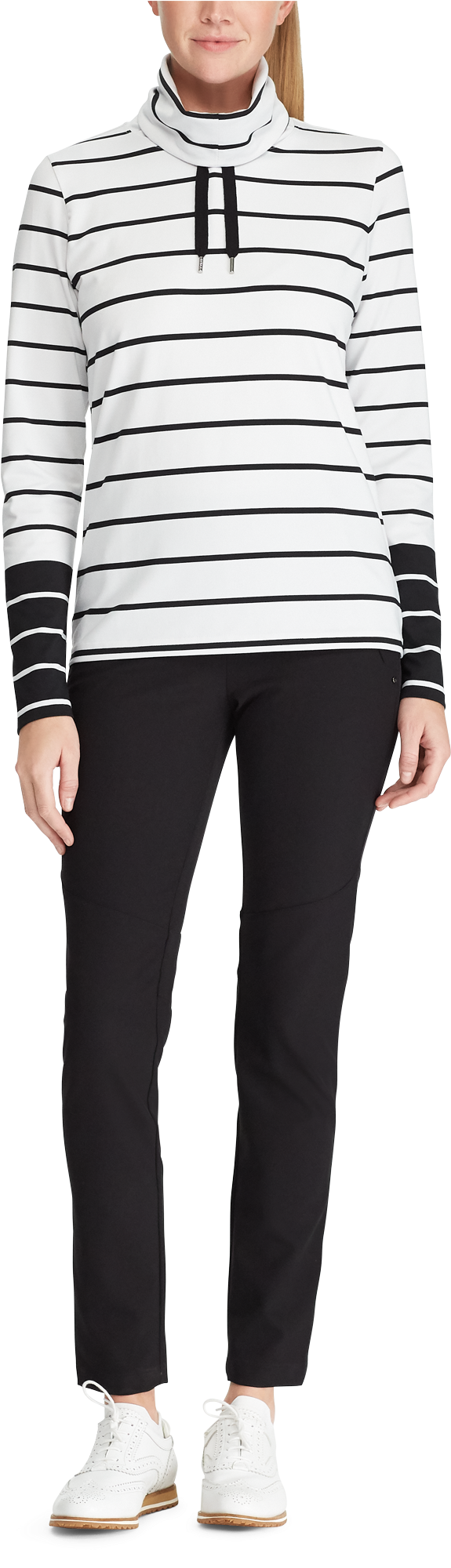 Striped Turtleneck Sweaterand Black Pants Fashion