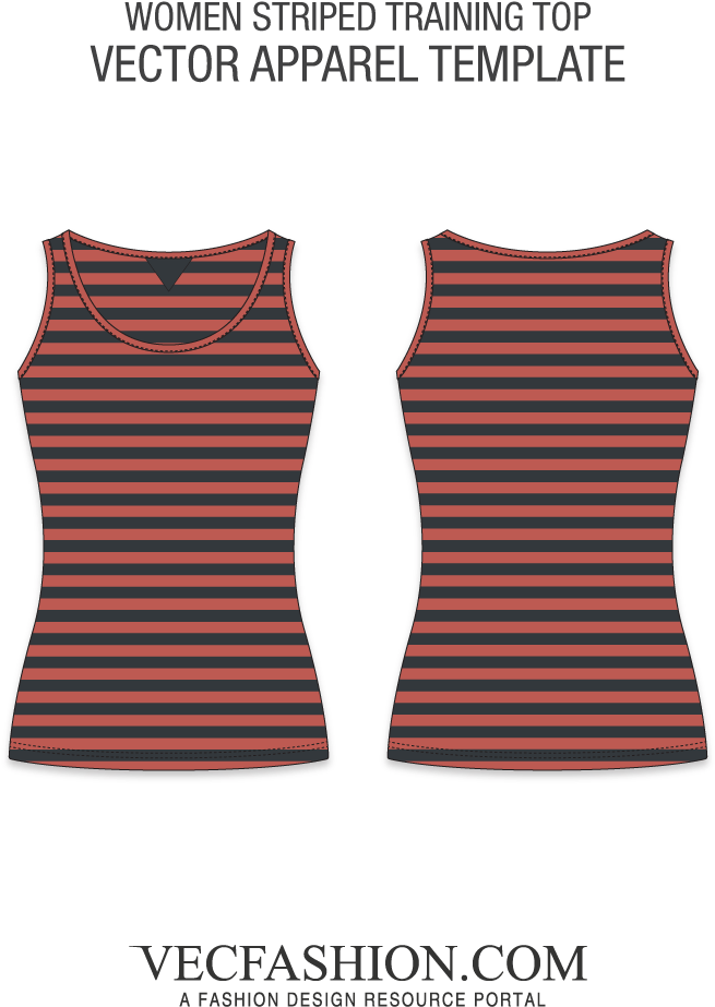 Striped Women Training Crop Top Vector Template