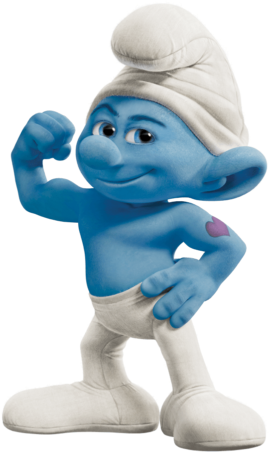 Strong Smurf Showing Muscles