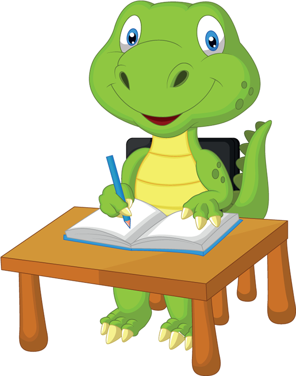 Studious Cartoon Crocodile