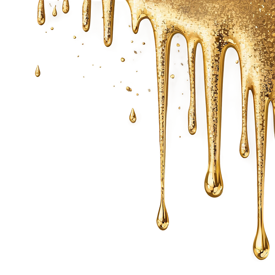 Stunning Gold Glitter Drip Png 13