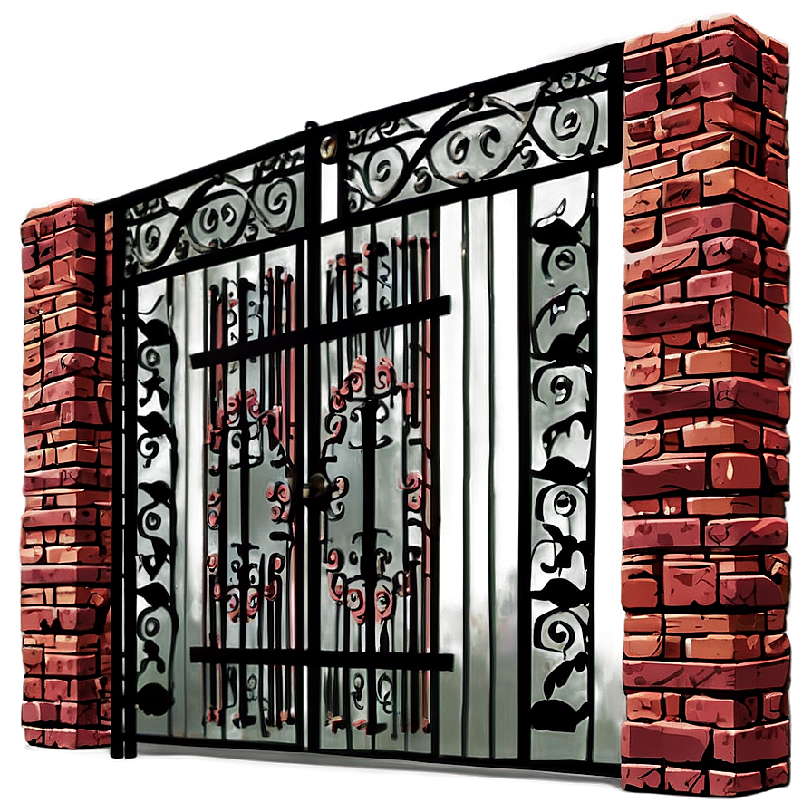 Sturdy Brick And Iron Gate Png Fgq