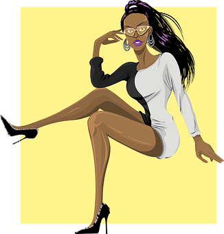 Stylish African Woman Illustration PNG with transparent background