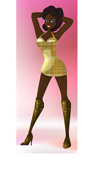 Stylish_ Animated_ Fashion_ Model PNG image with a transparent background, free high-resolution download