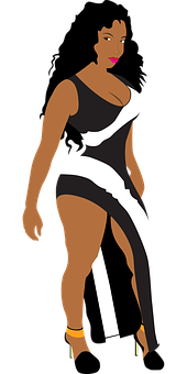 Stylish Animated Female Figure PNG with transparent background