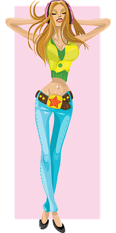 Stylish Cartoon Girl Illustration PNG with transparent background