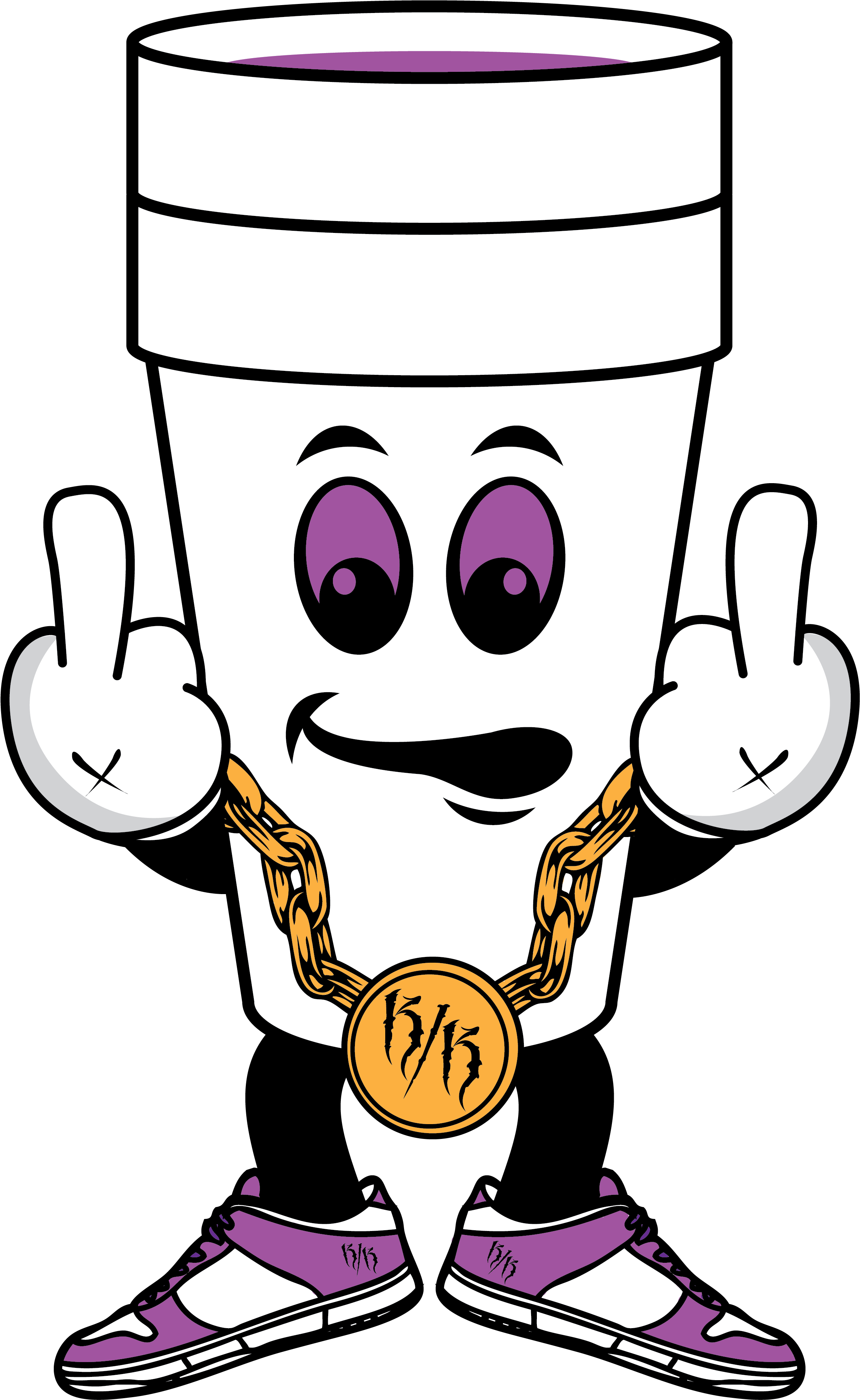 Stylish Cup Character With Medallionand Sneakers