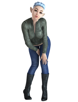 Stylish Elf Character Pose PNG with transparent background
