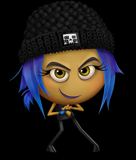Stylish Emoji Character With Beanie PNG with transparent background