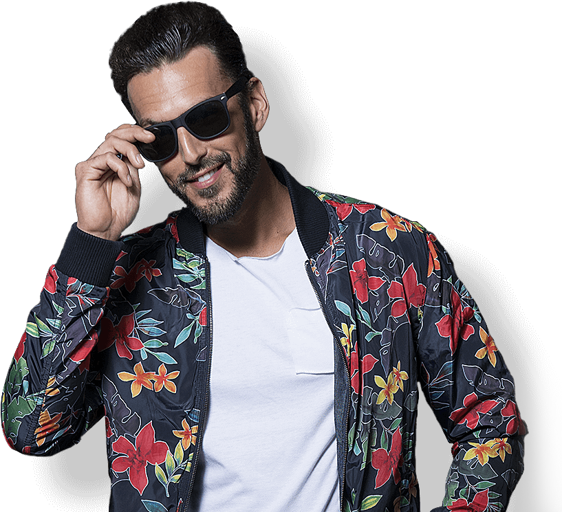 Stylish Man Floral Jacket Sunglasses