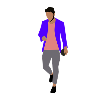 Stylish Man Walking Illustration PNG with transparent background