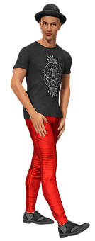 Stylish Manin Hatand Red Pants