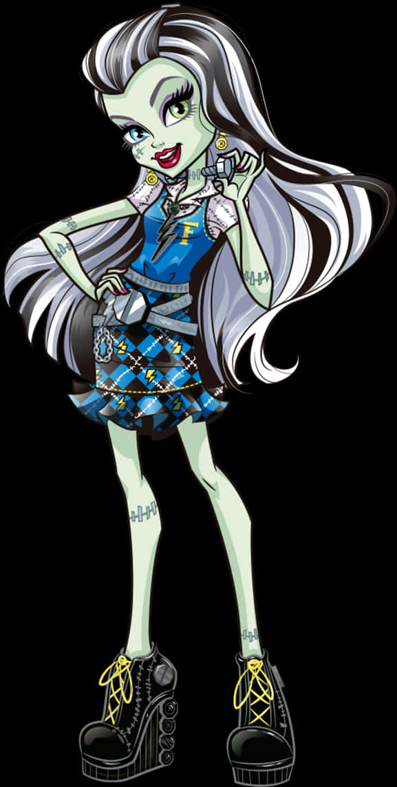 Stylish Monster Girl Cartoon PNG with transparent background