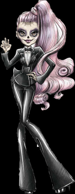 Stylish Monster Girl Illustration PNG with transparent background