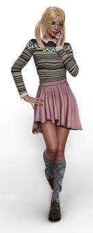 Stylish Nerd Girl Pose PNG with transparent background