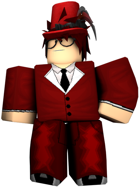 Stylish Roblox Avatar Red Suit PNG with transparent background
