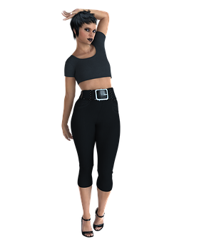 Stylish Woman Posingin Black Outfit