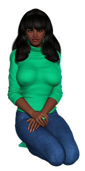 Stylish Womanin Green Sweater