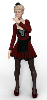 Stylish3 D Animated Womanin Redand Black Outfit