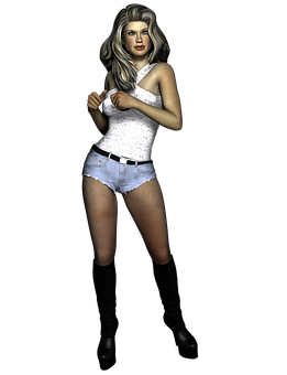 Stylish3 D Modelin White Outfit