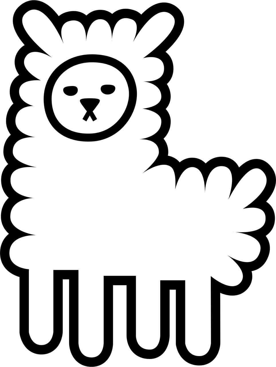 Stylized Alpaca Outline Graphic PNG image with a transparent background, free high-resolution download