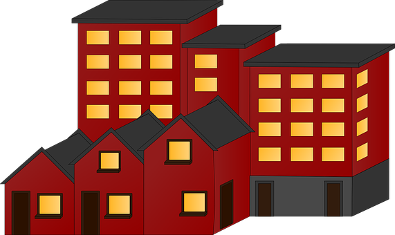 Stylized Apartment Complex Illustration PNG with transparent background