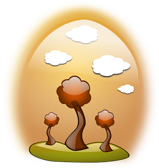 Stylized Autumn Trees Illustration PNG with transparent background