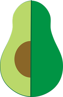 Stylized Avocado Half Illustration PNG with transparent background