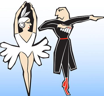 Stylized Ballet Dancers Illustration PNG with transparent background