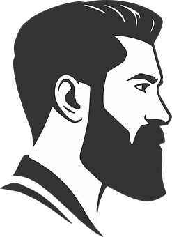 Stylized Bearded Man Profile Vector PNG with transparent background