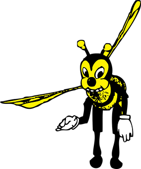 Stylized Bee Cartoon Character PNG with transparent background